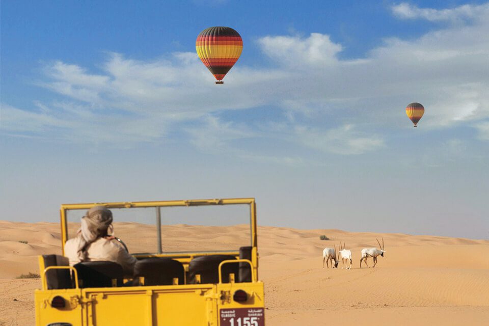 Passeig en globus al desert de Dubai